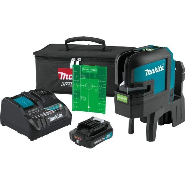 Makita SK106GDNAX 12V max CXT® Lithium-Ion Cordless Self-Leveling Cross-Line/4-Point Green Beam Laser Kit (2.0Ah)