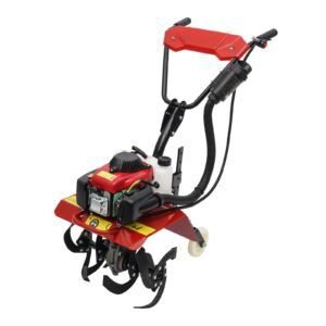 Garden Tiller/Cultivator 63CC 4-Stroke Gas Powered Hand Rotary Front Tine Tiller Rototiller Garden Tool Cordless, Gear Drive Transmission, Adjustable Tilling Depth