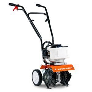 SuperHandy 52cc 2 Stroke Gas Mini Tiller Cultivator - 1.8HP, 4 Adjustable Steel Tines, Forward Rotation, 10" Tilling Width - Ideal for Garden, Lawn, Soil Cultivation, Weed & Digging