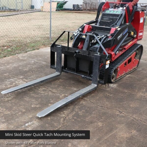 Titan Attachments Mini Skid Steer Pallet Fork Attachment, 42" Fork Blades, Rate 4,000 LB, Quick Tach Mounting