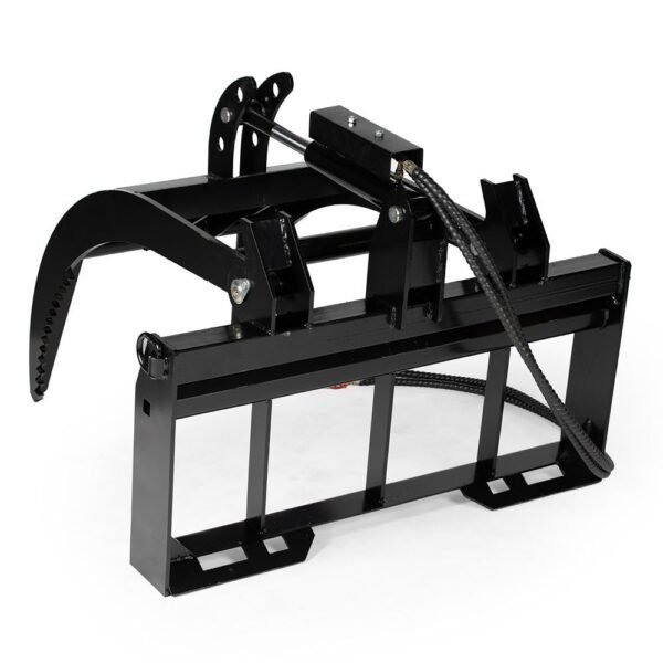 Titan Attachments Hydraulic Skid Steer Pallet Fork Grapple Attachment V2 with 42in Fork Blades, 1/2in Thick Steel Frame, Quick Tach Mounting System