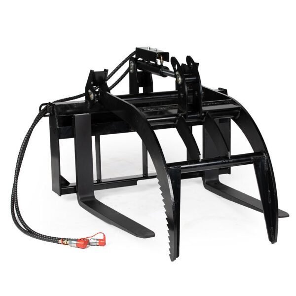 Titan Attachments Hydraulic Skid Steer Pallet Fork Grapple Attachment V2 with 42in Fork Blades, 1/2in Thick Steel Frame, Quick Tach Mounting System