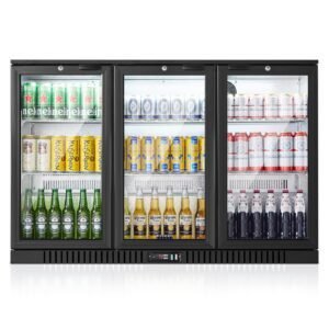 BODEGACOOLER Back Bar Cooler With 3 Glass Doors,Counter Height Beverage Refrigerator,11.4Cu.Ft Commercial Display Bar Fridge with LED Lighting