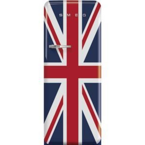 Smeg FAB28 50's Retro Style Aesthetic Top Freezer Refrigerator with 9.92 Cu Total Capacity, Multiflow Cooling System, Adjustable Glass Shelves 24-Inches, Union Jack Right Hand Hinge