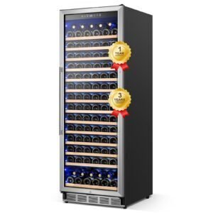 Wine Fridge Freestanding,173 Bottles 24 Inch Wine Cooler Refrigerator, Tall Wine Fridge with Compressor Low Noise Fast Cooling, Upgraded Door Handle Larger Capacity Wine Cellars