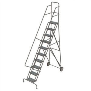 Tri-Arc KDRF110166 10-Step All-Terrain Roll and Fold Steel Industrial & Warehouse Ladder with Perforated Tread