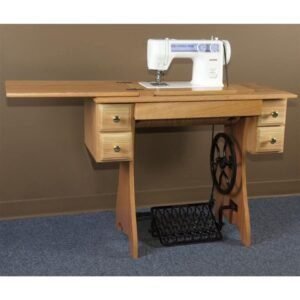 Eicher's Furniture Fold Away, Non Electric, Treadle Sewing Machine and Oak Cabinet