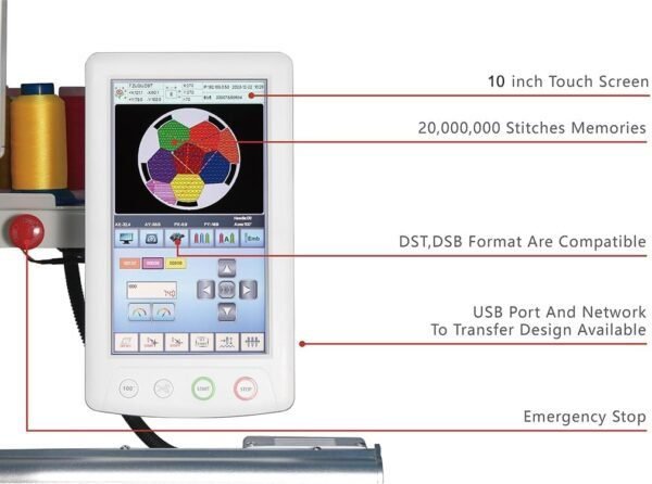 WY1501C Commercial Computerized Embroidery Machine with 15 Needles, 14.2" x 22.5" Expansive Embroidery Area, 10" LCD Touch Screen