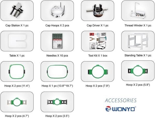 WY1501C Commercial Computerized Embroidery Machine with 15 Needles, 14.2" x 22.5" Expansive Embroidery Area, 10" LCD Touch Screen